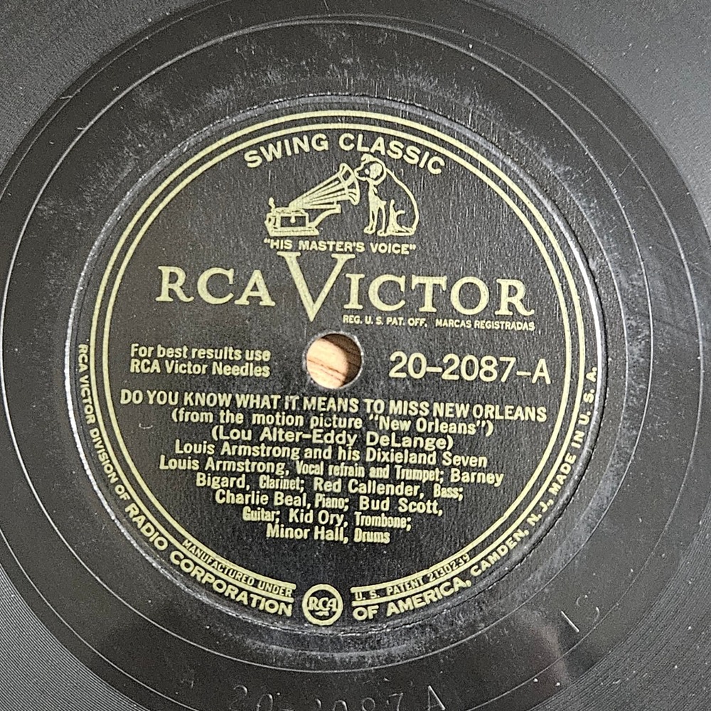 Louis Armstrong Do You Know What It Means RCA Victor 20-2087 78 RPM 10" V+/V+ - Picture 2 of 2